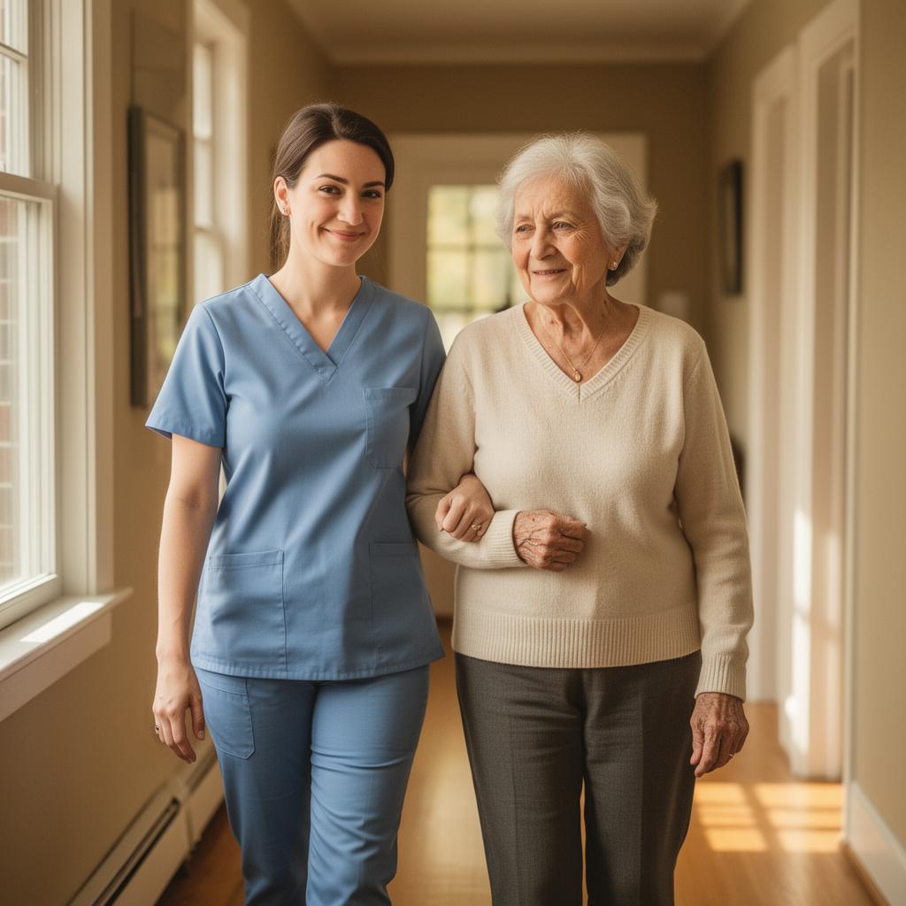 Family gathered over coffee discussing care options for a loved one.