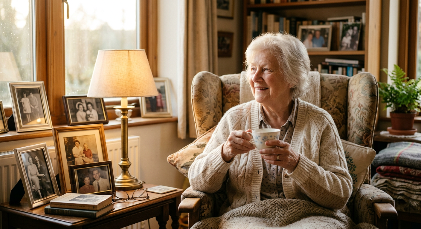 Family sitting at the kitchen table reviewing care options